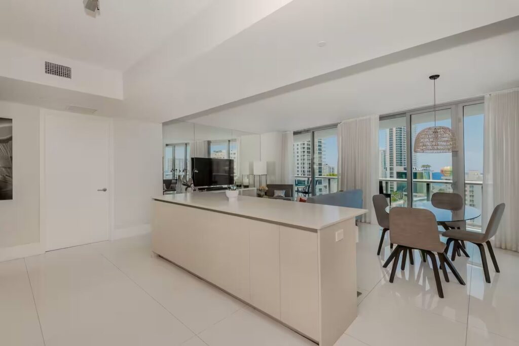 Open kitchen with city view