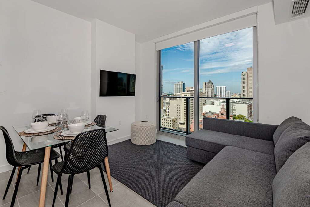 Living room with smart TV