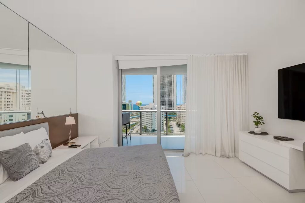 Bedroom with ocean-view balcony
